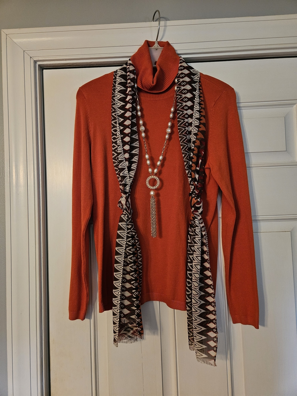 Chico's Orange Cowl Neck Turtleneck Sweater